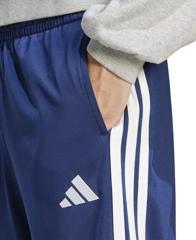 Men's 3-Stripes Regular Open Hem Track Pants - Dark Blue - 2