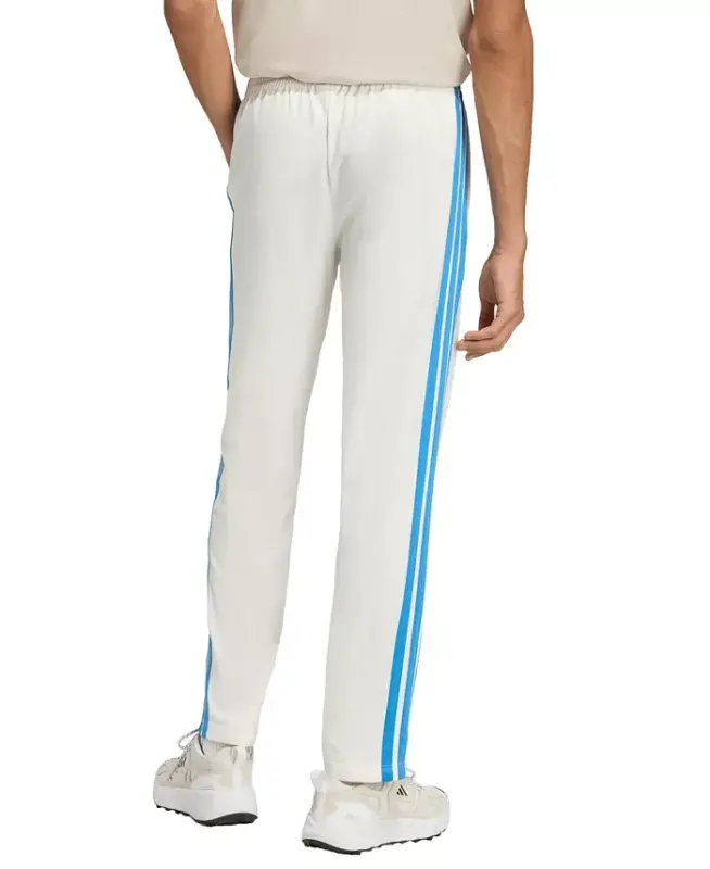 Men's 3-Stripes Regular Open Hem Track Pants - Off Whitt / Ray Blue - 3
