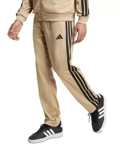 Men's 3-Stripes Regular Open Hem Track Pants - Sandstone/Black 