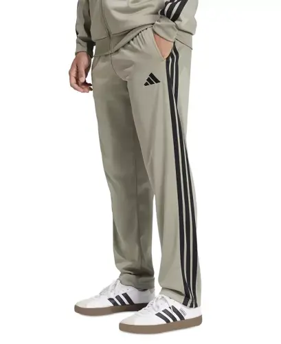 Men's 3-Stripes Regular Open Hem Track Pants - Silver Pebble 
