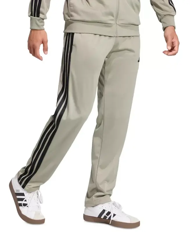 Men's 3-Stripes Regular Open Hem Track Pants - Silver Pebble - 2