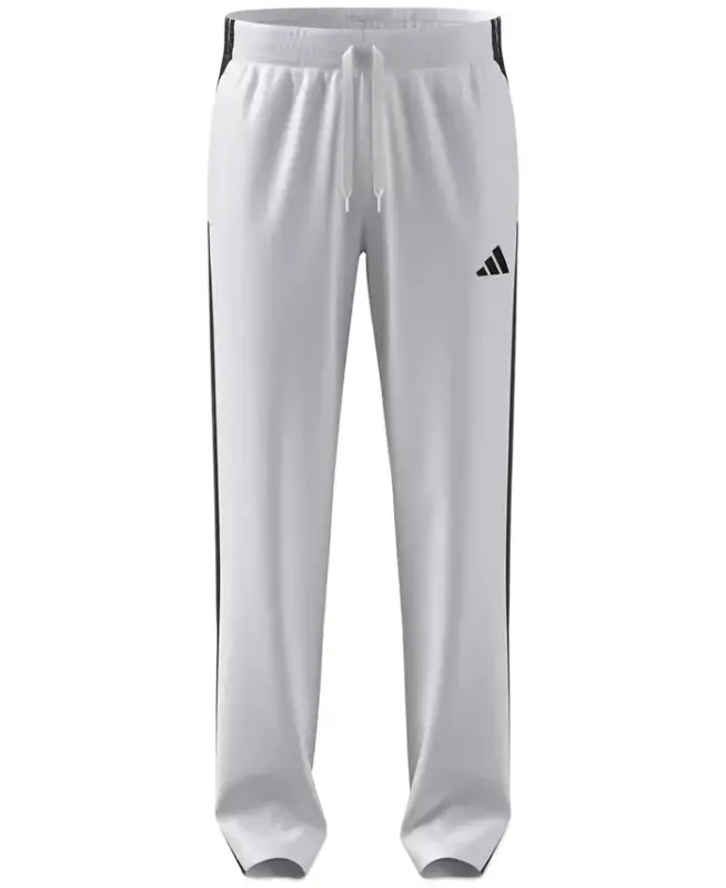 Men's 3-Stripes Regular Open Hem Track Pants - White/Black - 4