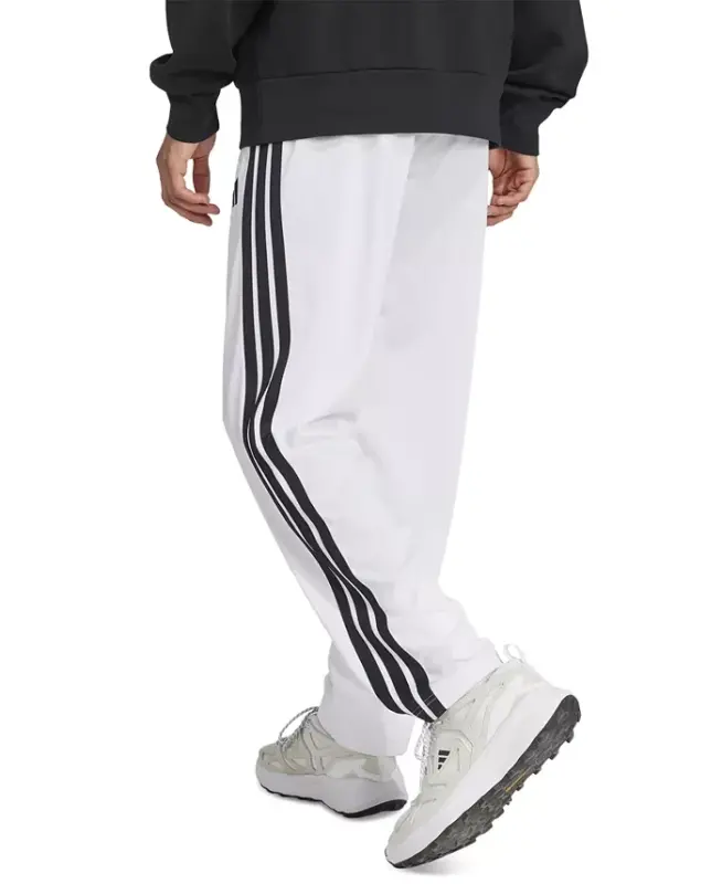 Men's 3-Stripes Regular Open Hem Track Pants - White/Black - 2