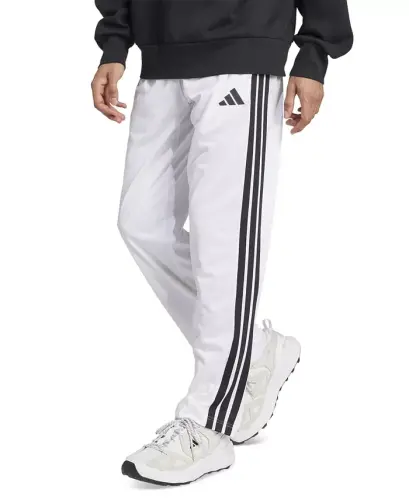 Men's 3-Stripes Regular Open Hem Track Pants - White/Black 