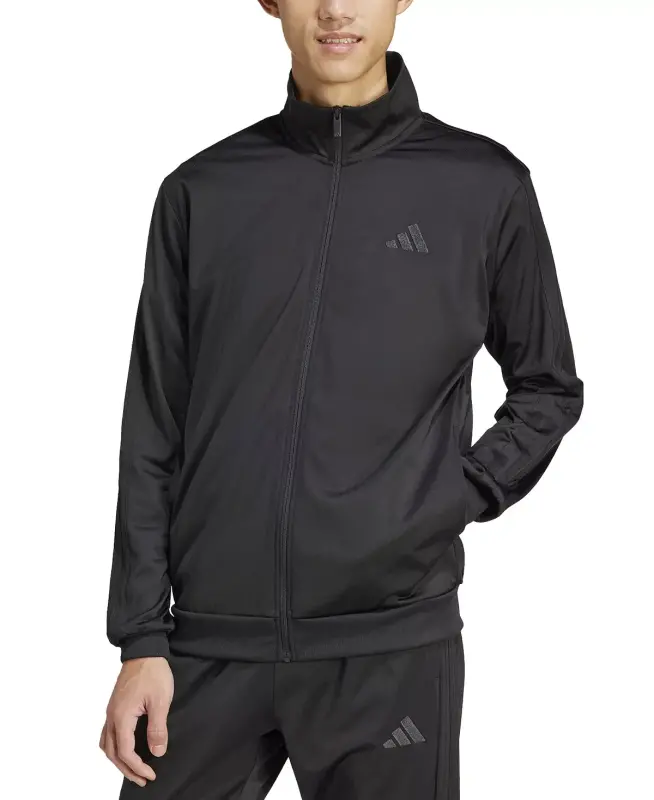 Men's 3 Stripes Tricot Regular Track Jacket-Black - 4