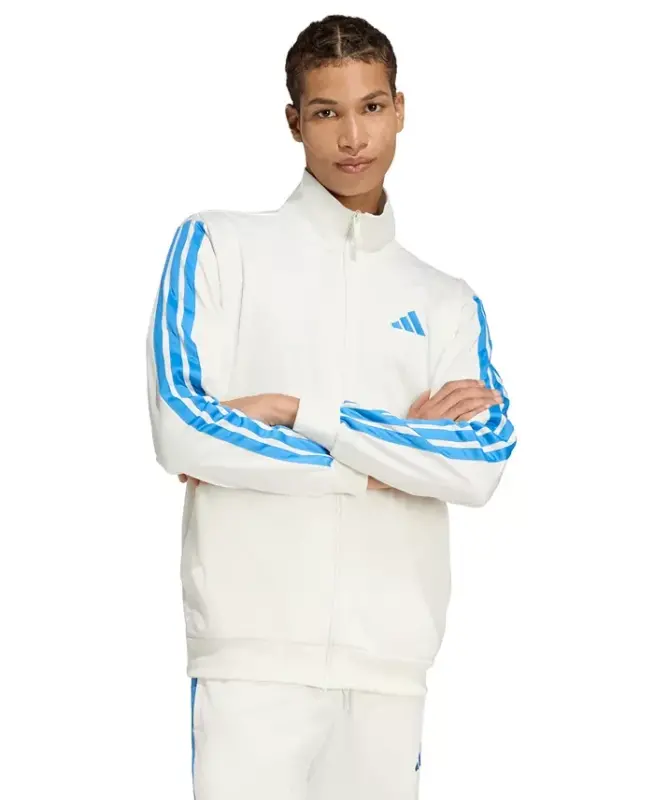 Men's 3 Stripes Tricot Regular Track Jacket - Off Wht / Ray Blue - 1