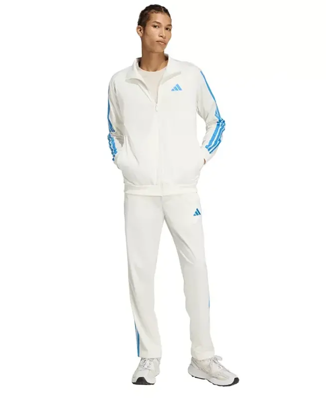 Men's 3 Stripes Tricot Regular Track Jacket - Off Wht / Ray Blue - 2