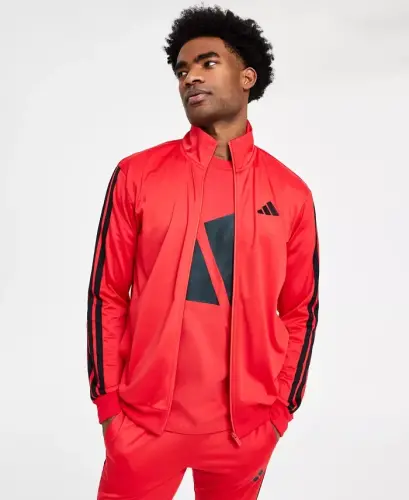 Men's 3 Stripes Tricot Regular Track Jacket - Ruby Red/Black 