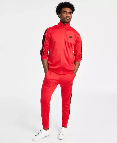 Men's 3 Stripes Tricot Regular Track Jacket - Ruby Red/Black - ADIDAS (1)