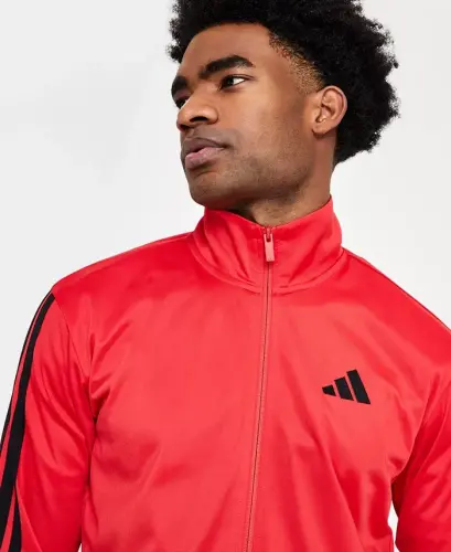 Men's 3 Stripes Tricot Regular Track Jacket - Ruby Red/Black - 4