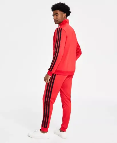 Men's 3 Stripes Tricot Regular Track Jacket - Ruby Red/Black - 6