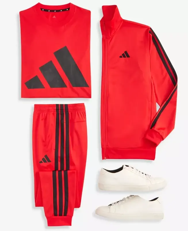 Men's 3 Stripes Tricot Regular Track Jacket - Ruby Red/Black - 7
