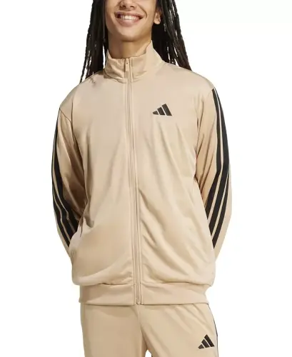 Men's 3 Stripes Tricot Regular Track Jacket - Sandstone/Black - 1