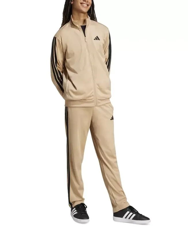 Men's 3 Stripes Tricot Regular Track Jacket - Sandstone/Black - 2