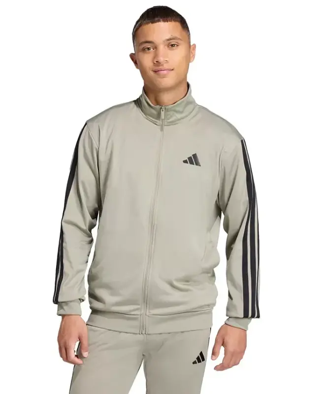 Men's 3 Stripes Tricot Regular Track Jacket - Silver Pebble - ADIDAS