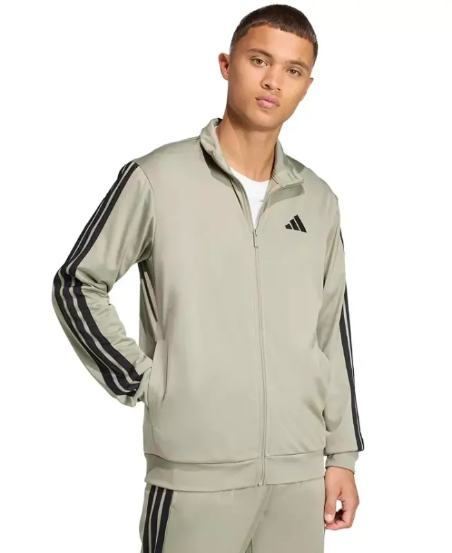 Men's 3 Stripes Tricot Regular Track Jacket - Silver Pebble - 3