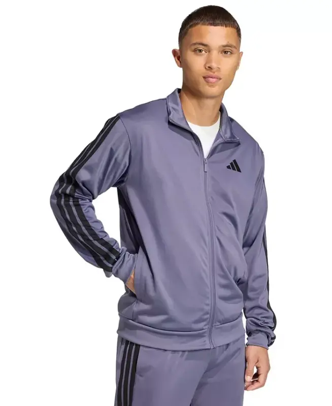 Men's 3 Stripes Tricot Regular Track Jacket - Violet - 1