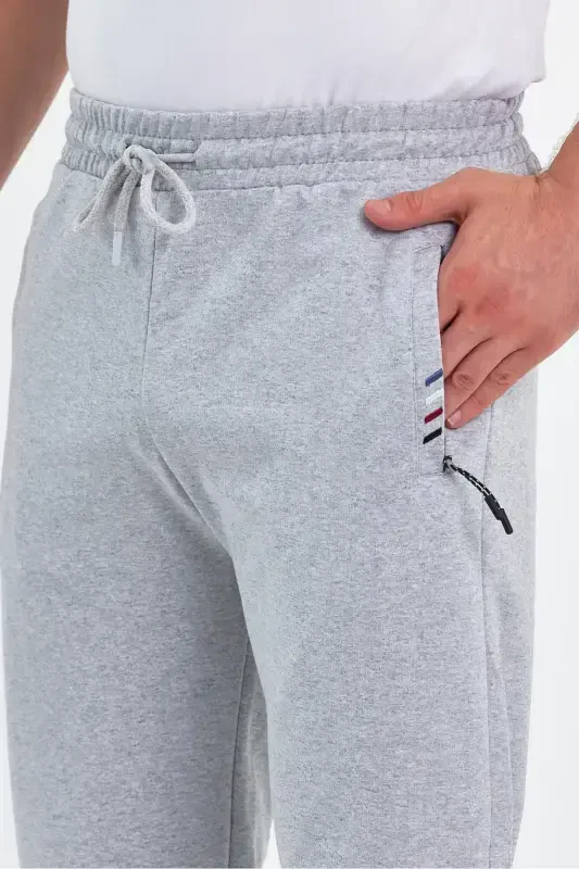 Men's 4-Piece Tracksuit Bottoms Zipper Pocket Embroidered Detail Straight Leg Relaxed Fit-Black - 6