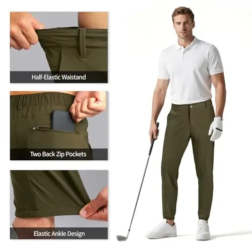 Men's 4-Way Stretch Slim Tapered Fit Golf Joggers -30
