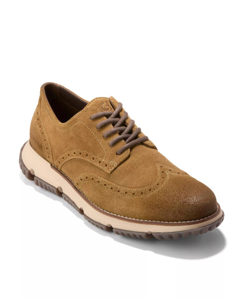 Men's 4.Zerogrand Wingtip Winter Lace-Up Oxford Desert Olive Suede - 1