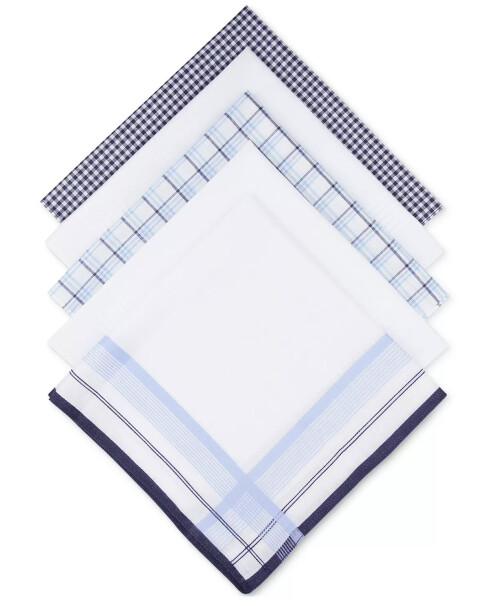 Men's 5-pk. Combination Blue Patterned Handkerchiefs, Created for Modazone Blue - 2