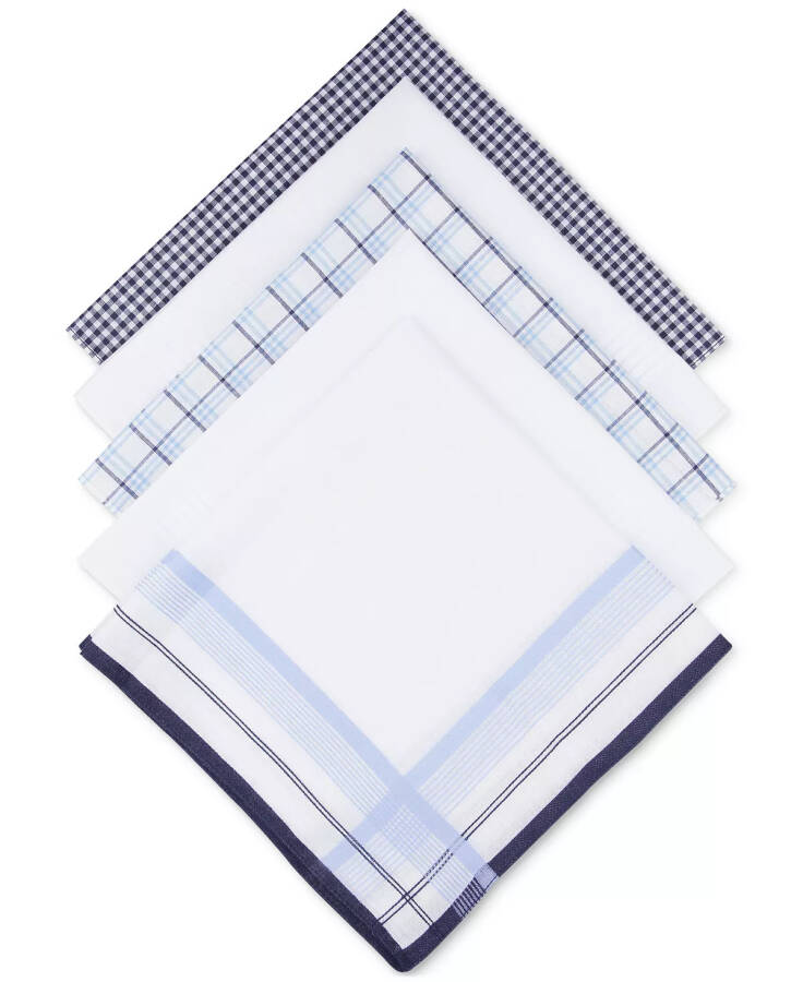 Men's 5-pk. Combination Blue Patterned Handkerchiefs, Created for Modazone Blue - 2