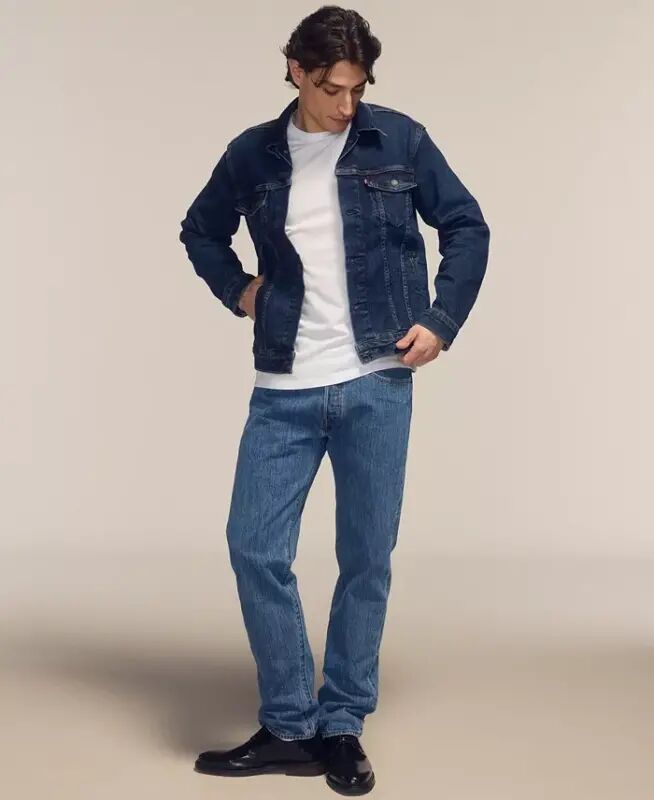 Men's 501™ Regular-Fit Button Fly Non-Stretch Jeans - Optic Daisy - Levi's