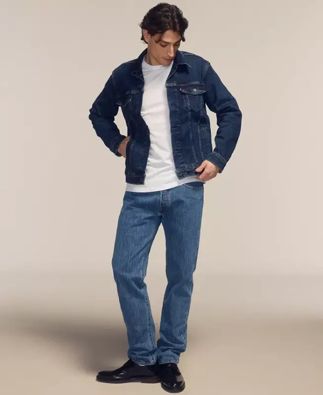 Men's 501™ Regular-Fit Button Fly Non-Stretch Jeans - Optic Daisy - 1