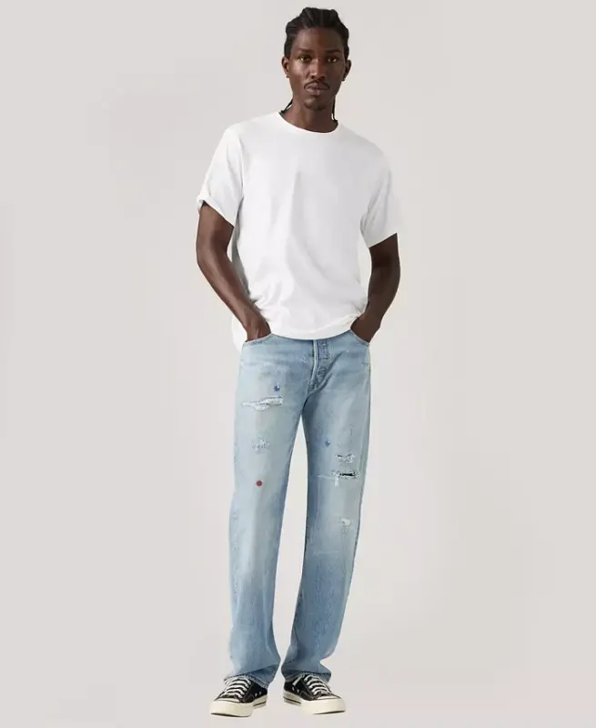 Men's 501 Straight-Fit Button Fly Stretch Jeans - Fix the car - 2