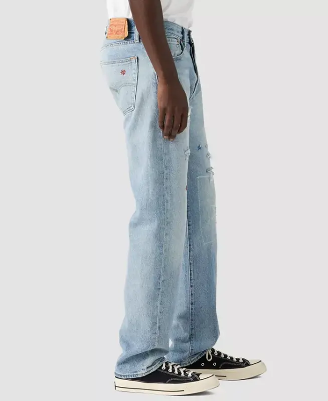 Men's 501 Straight-Fit Button Fly Stretch Jeans - Fix the car - 3