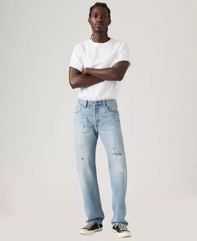 Men's 501 Straight-Fit Button Fly Stretch Jeans - Fix the car - 6