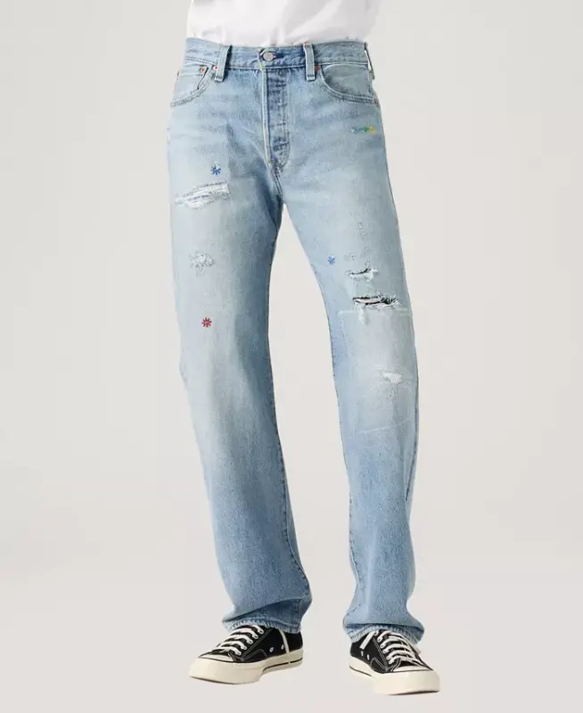 Men's 501 Straight-Fit Button Fly Stretch Jeans - Fix the car - 1