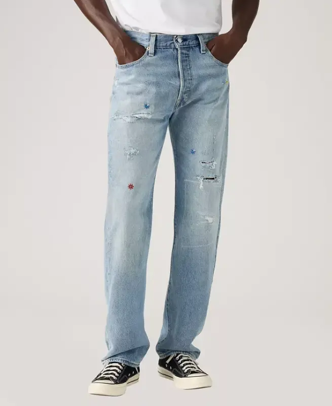 Men's 501 Straight-Fit Button Fly Stretch Jeans - Fix the car - 7