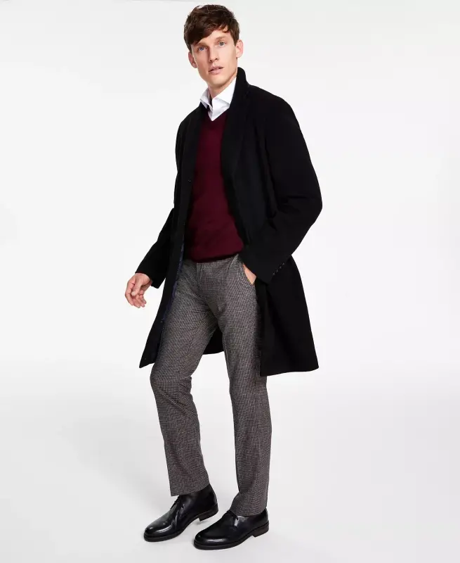 Men's Addison Wool-Blend Trim Fit Overcoat - TOMMY HILFIGER