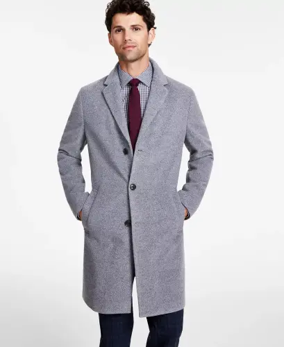 Men's Addison Wool-Blend Trim Fit Overcoat - 4