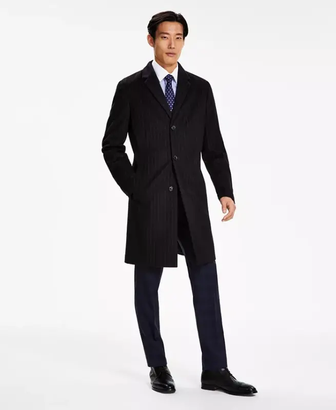 Men's Addison Wool-Blend Trim Fit Overcoat - 2