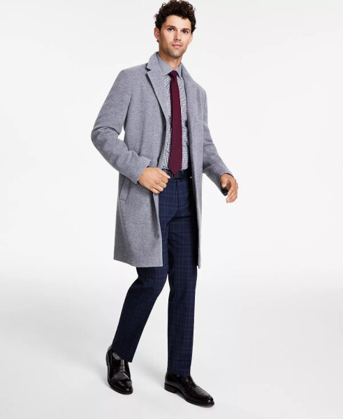 Men's Addison Wool-Blend Trim Fit Overcoat Light Grey - 1