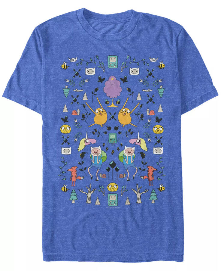 Men's Adventure Time Mirrored Icons Short Sleeve T-shirt - Royal Blue - 1