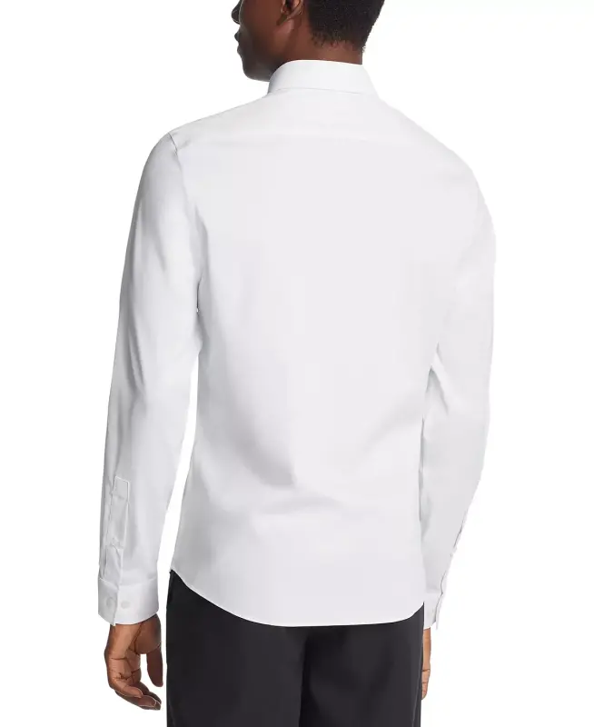 Men's Airsoft Slim Fit Untucked Length Wrinkle Free Stretch Dress Shirt - 2