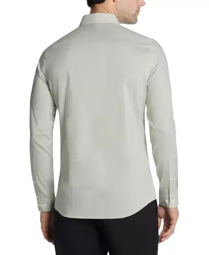 Men's Airsoft Slim Fit Untucked Length Wrinkle Free Stretch Dress Shirt - Sage Green - MICHAEL KORS (1)