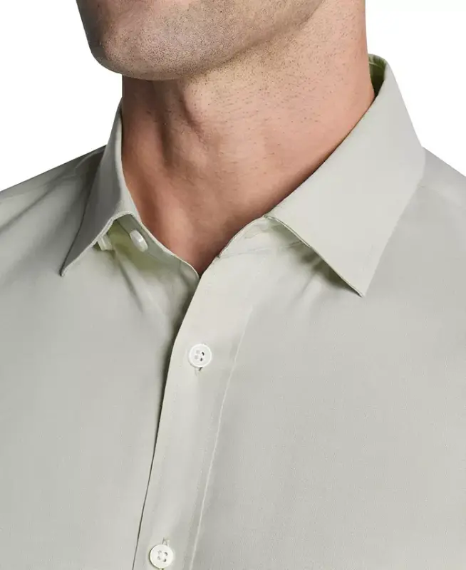 Men's Airsoft Slim Fit Untucked Length Wrinkle Free Stretch Dress Shirt - Sage Green - 3