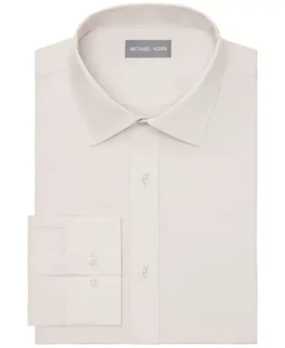 Men's Airsoft Slim Fit Untucked Length Wrinkle Free Stretch Dress Shirt - Sand - 5