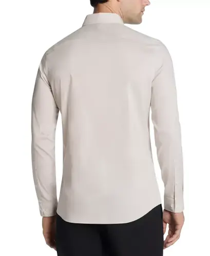 Men's Airsoft Slim Fit Untucked Length Wrinkle Free Stretch Dress Shirt - Sand - MICHAEL KORS (1)