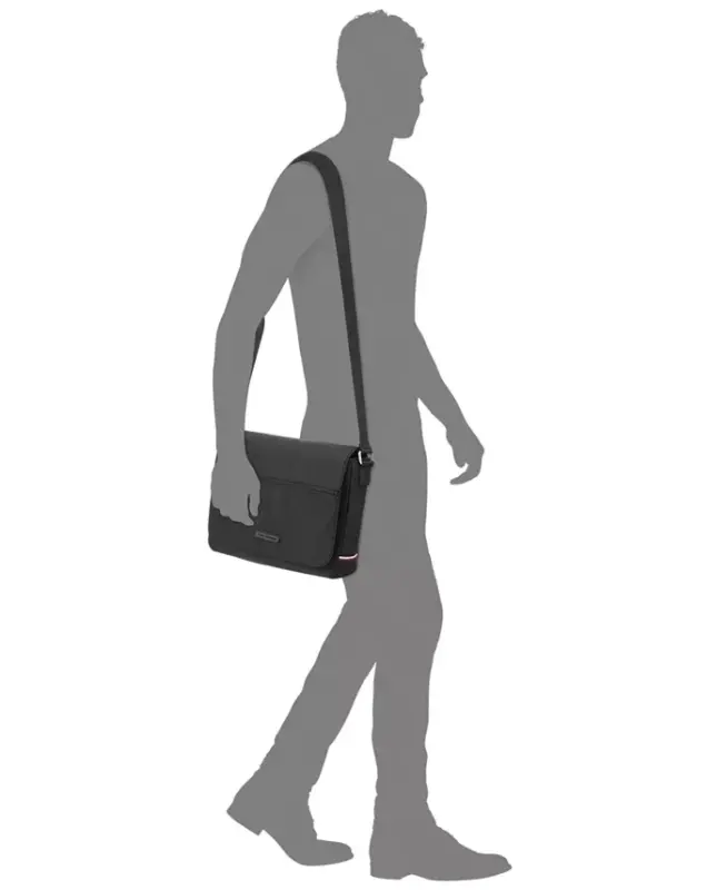 Men's Alexander Flap-Closure Messenger Bag-Black - 2