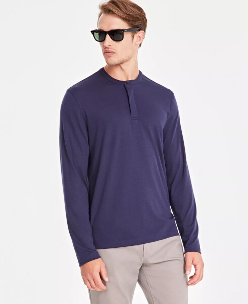 Men's Alfatech Solid Henley, Created for Modazone Neo Navy - 1