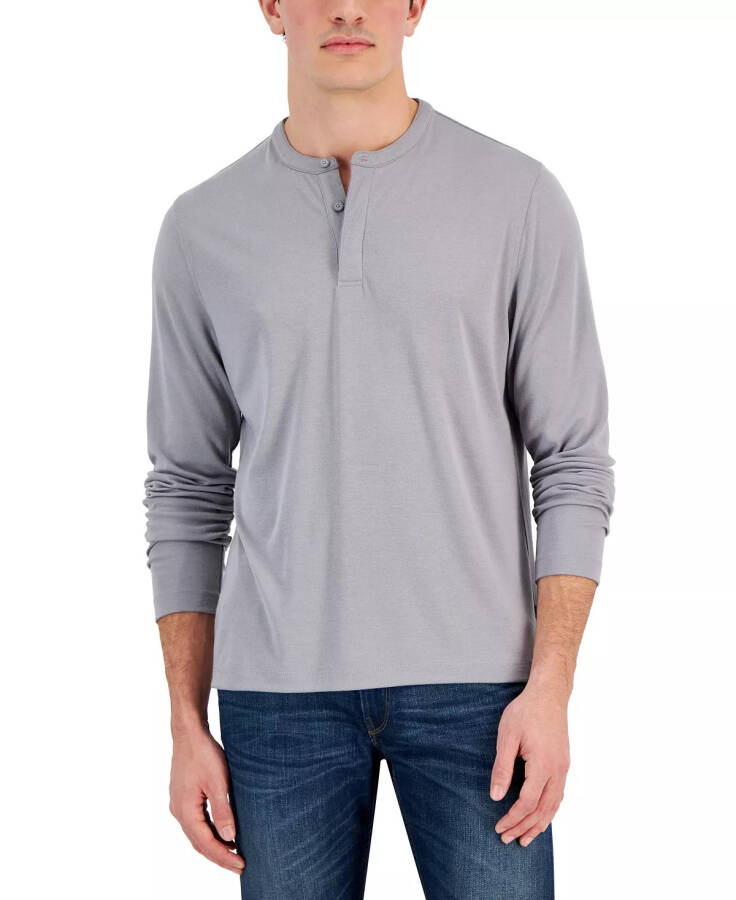 Men's Alfatech Solid Henley, Created for Modazone Storm Gray - 1