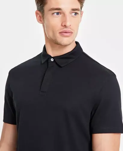 Men's AlfaTech Stretch Solid Polo Shirt, Created for Modazone-Deep Black - 3