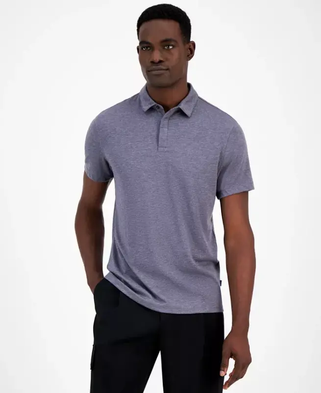Men's AlfaTech Stretch Solid Polo Shirt, Created for Modazone-Oxford Heather - 1