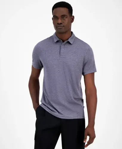 Men's AlfaTech Stretch Solid Polo Shirt, Created for Modazone - Oxford Heather - 1