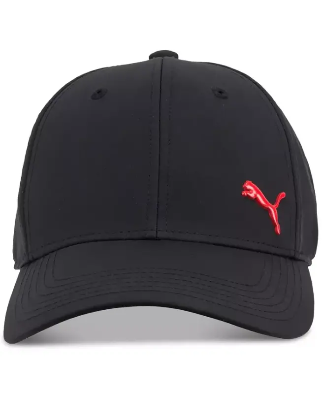 Men's Alloy Solid Color Cat Logo Stretch Fit Cap - Black/Red - 1